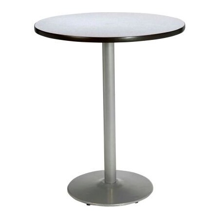 Kfi KFI 30" Round Bar Height Restaurant Table, Gray Table/Silver Base T30RD-B1917-SL-GYN-38
